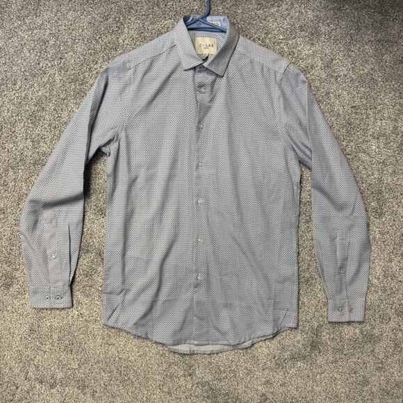 C-Lab NYC Slim Fit Dress Shirt Size Small Preppy Office Formal Comfort Stretch - Picture 1 of 12